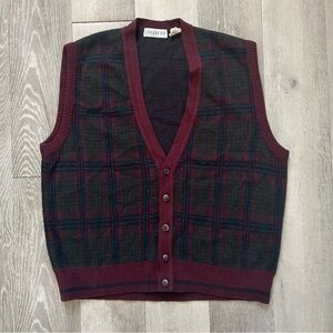 Vintage Collectif Burgundy and Green Knit Vest